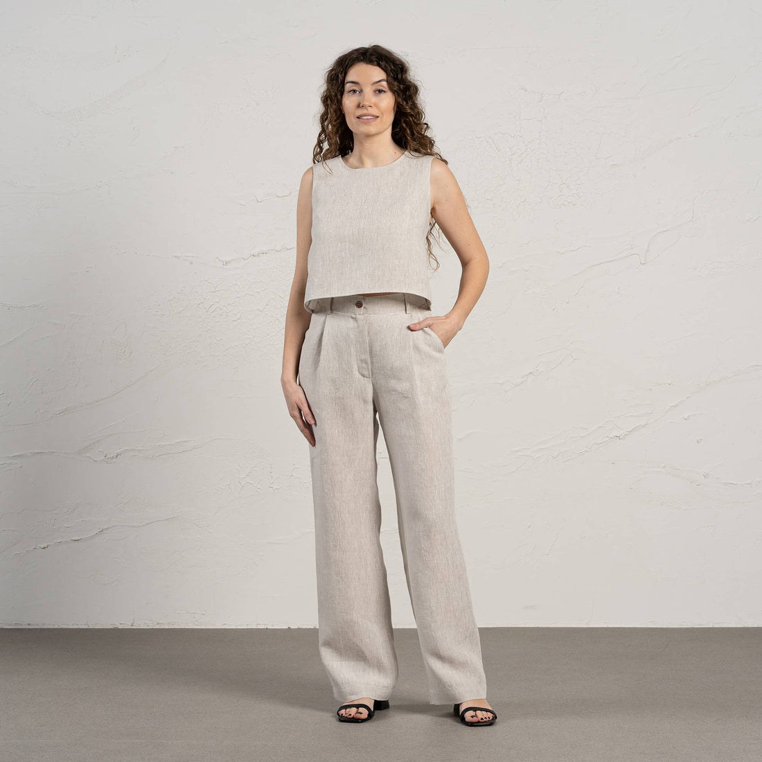 Leinen Cross-Back Crop Top in viele Farben