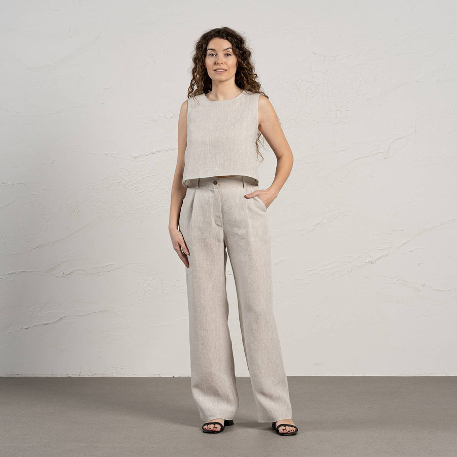 Leinen Cross-Back Crop Top in viele Farben