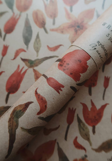 3 - teiliges Set aus Kraftpapier mit Tulpenmotiv - The Baltic Shop