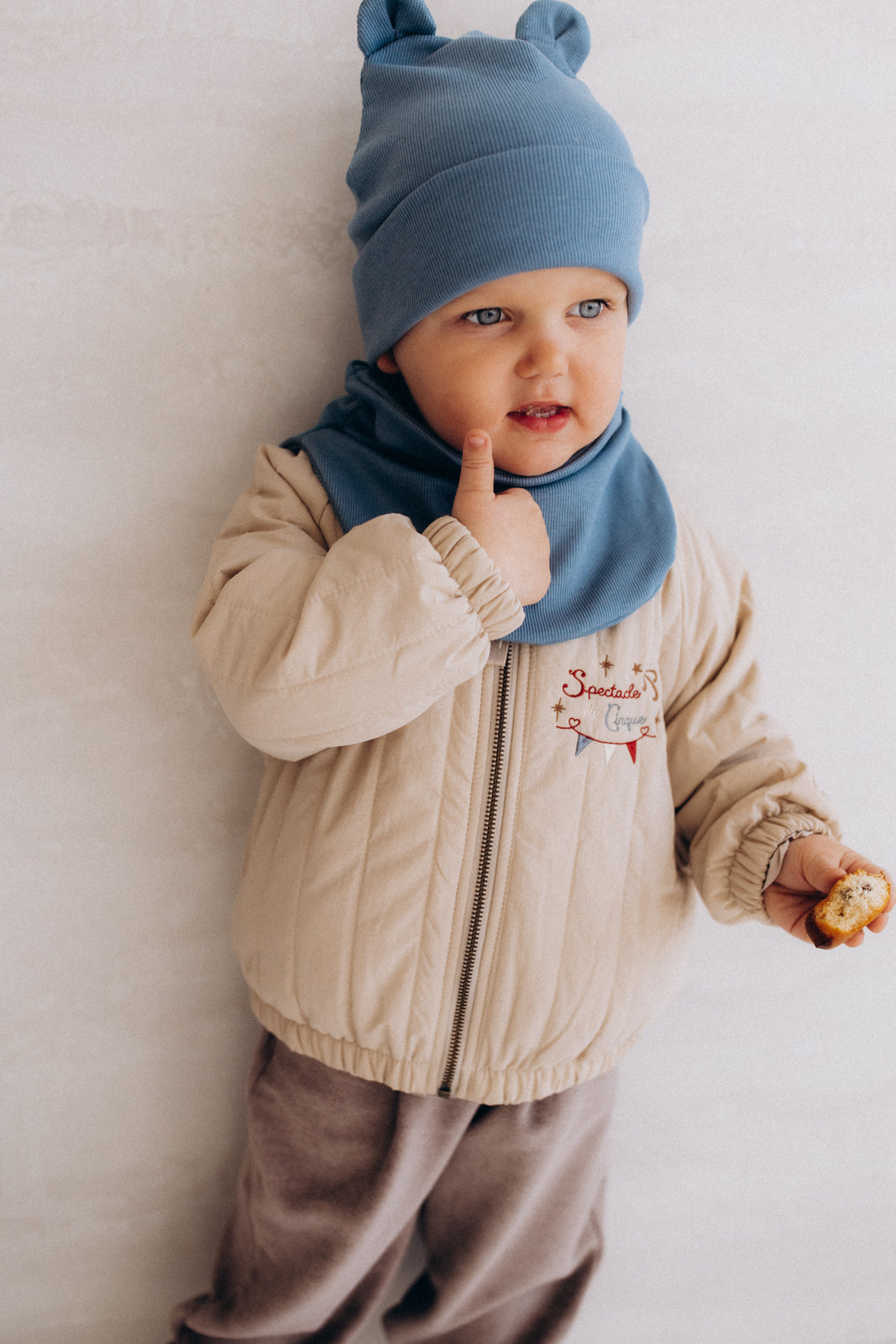 Haube aus Bio Baumwolle mit Teddy Ohren