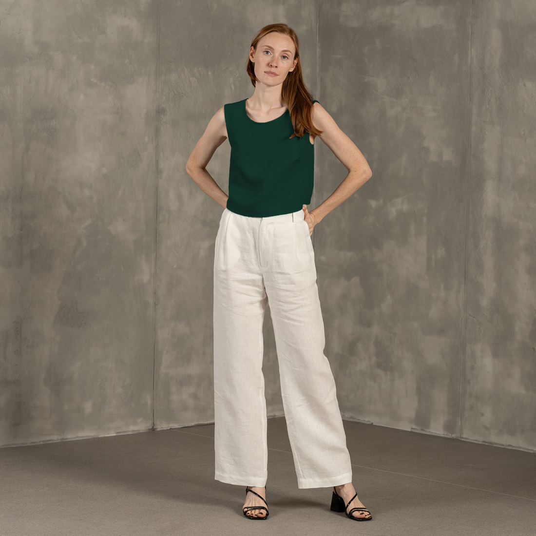 Leinen Cross-Back Crop Top in viele Farben