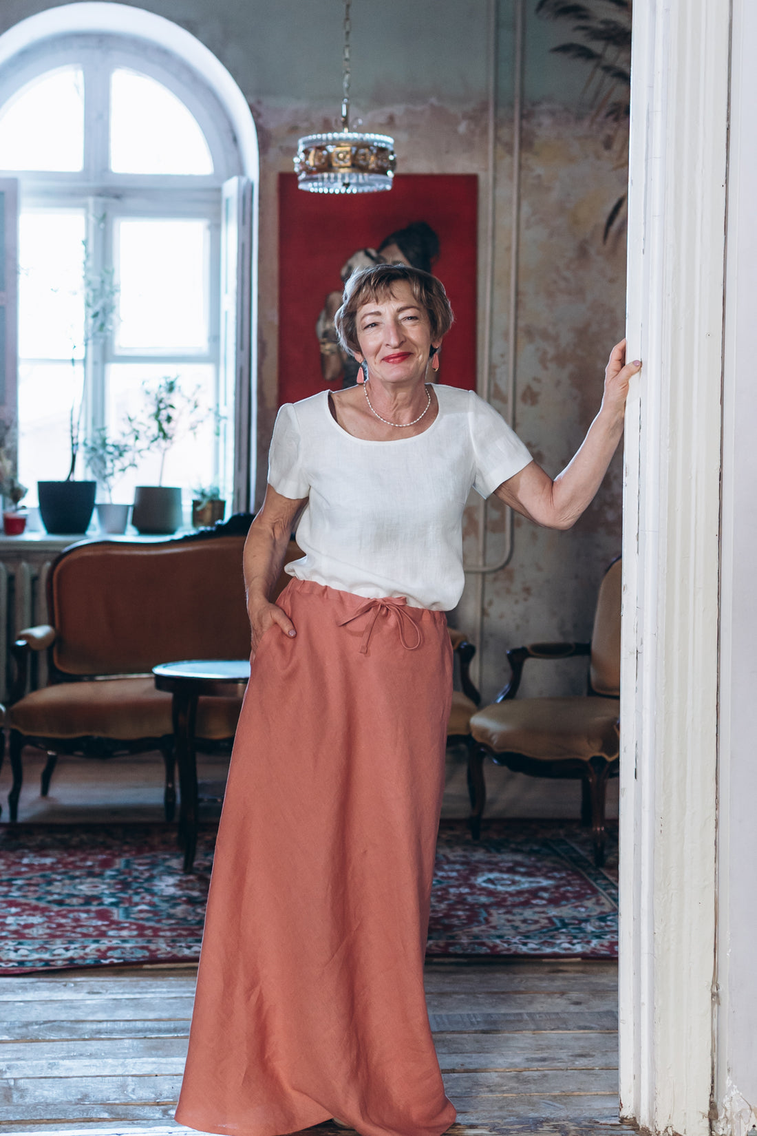 Bodenlanger Rock aus Leinen "Lina"