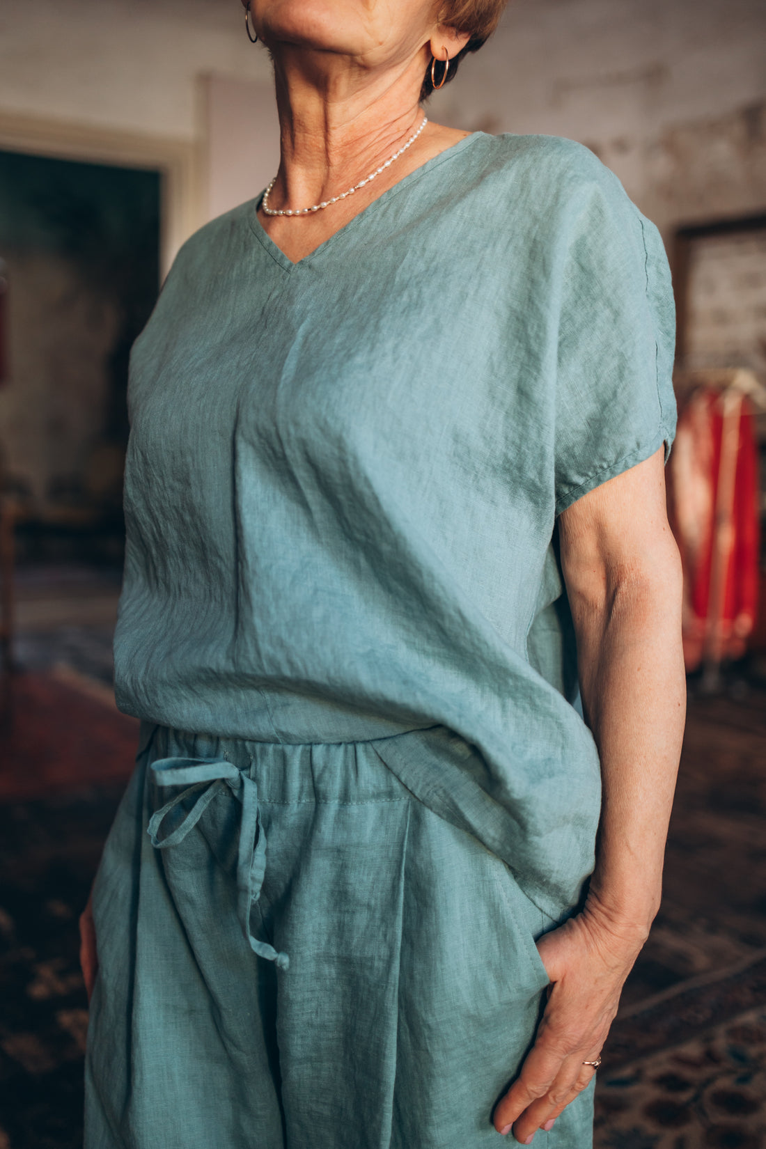 Leinen Top mit V-Ausschnitt "Lilly"