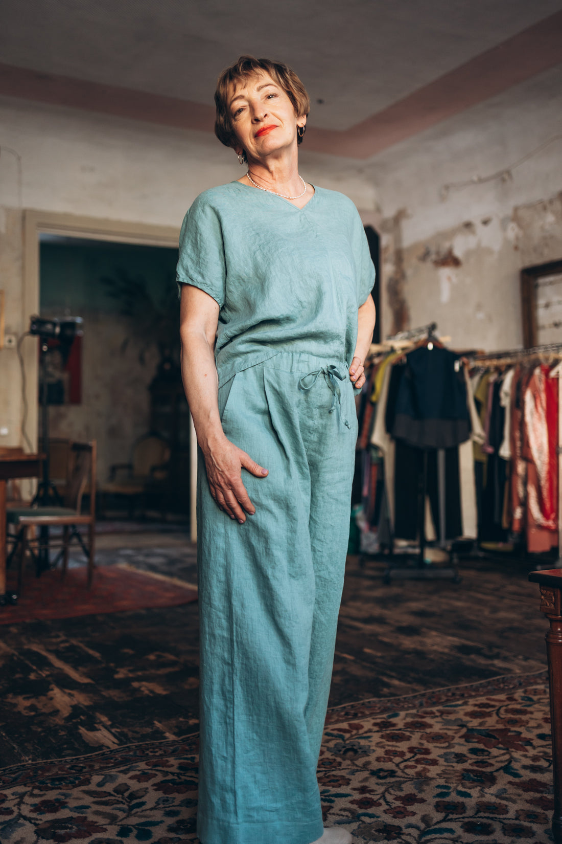 Leinen Top mit V-Ausschnitt "Lilly"