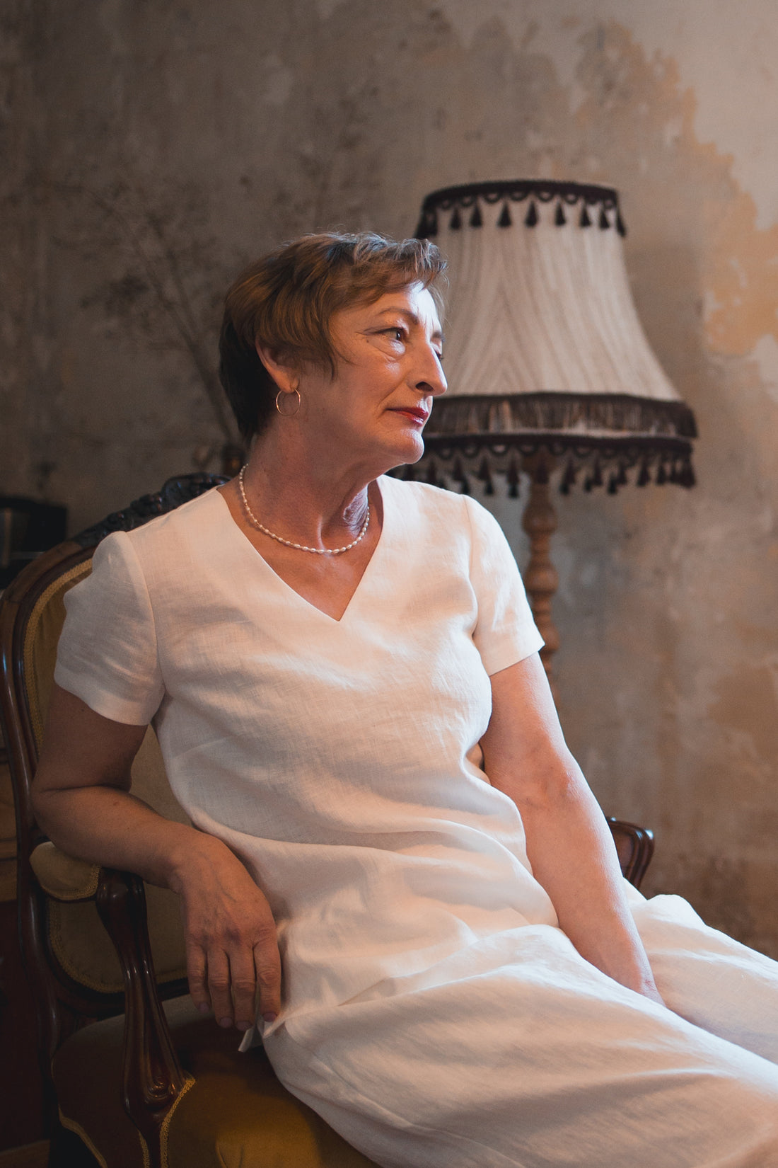 Leinentop mit V-Ausschnitt "Sabine"