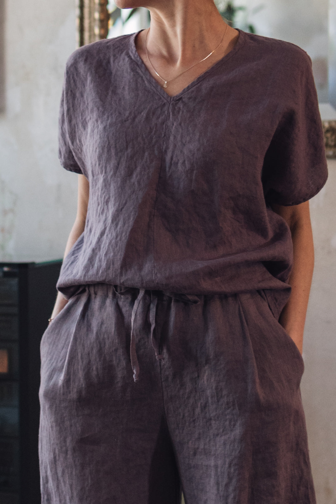 Leinen Top mit V-Ausschnitt "Lilly"