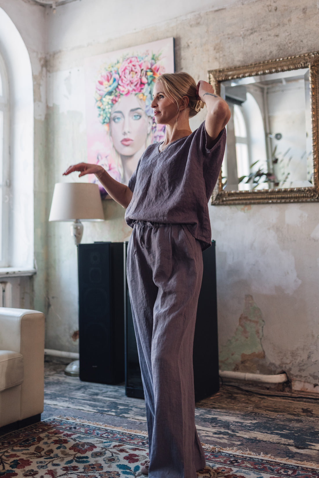 Leinen Top mit V-Ausschnitt "Lilly"