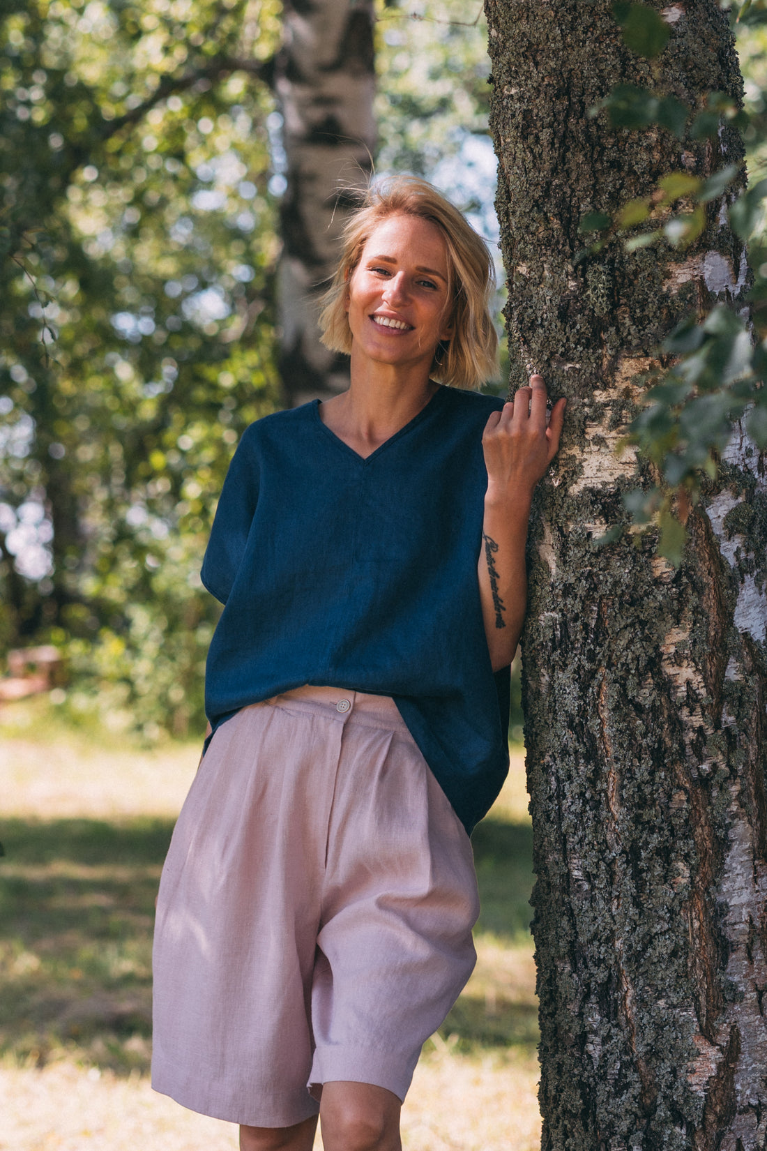 Leinen Top mit V-Ausschnitt "Lilly"