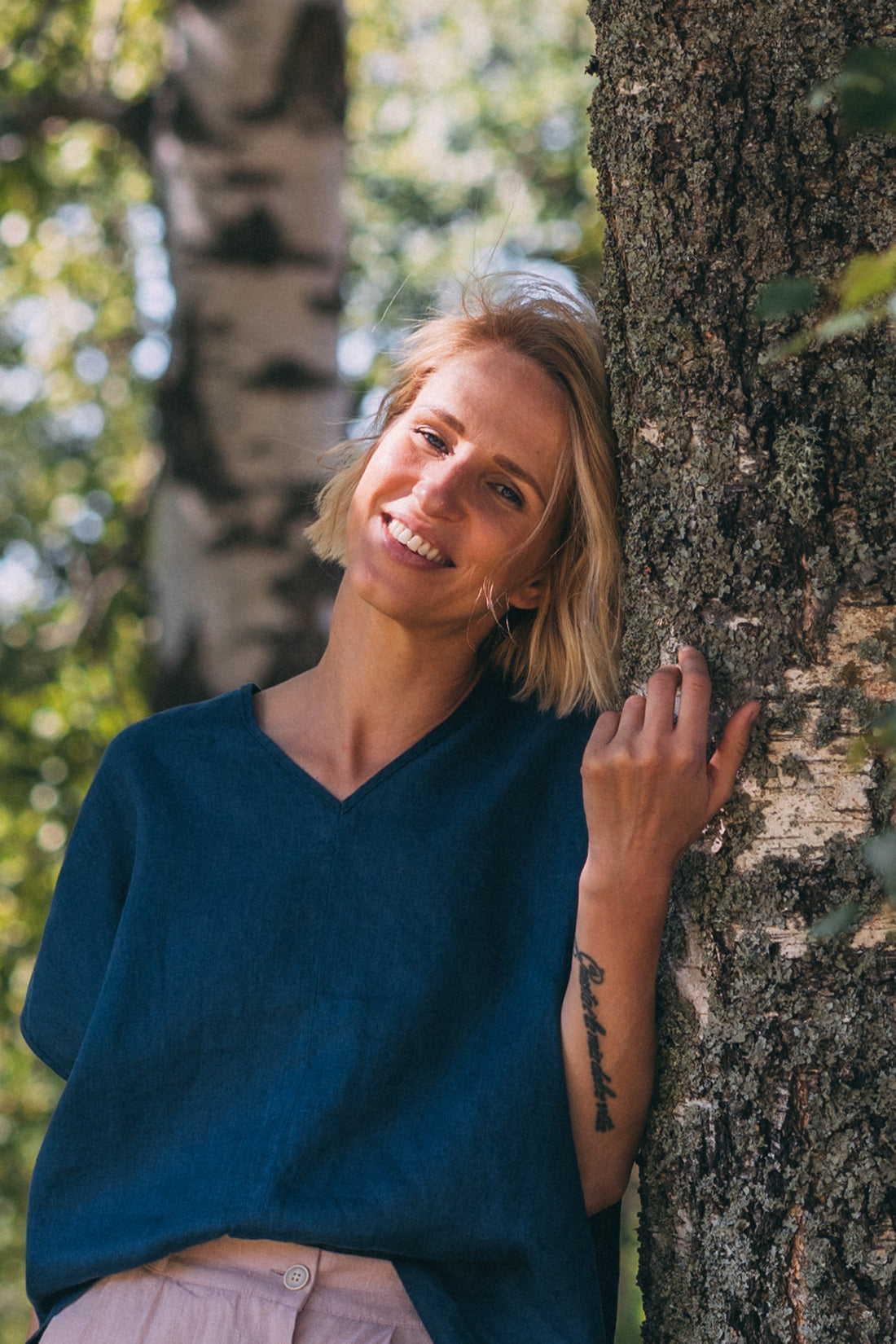 Leinen Top mit V-Ausschnitt "Lilly"