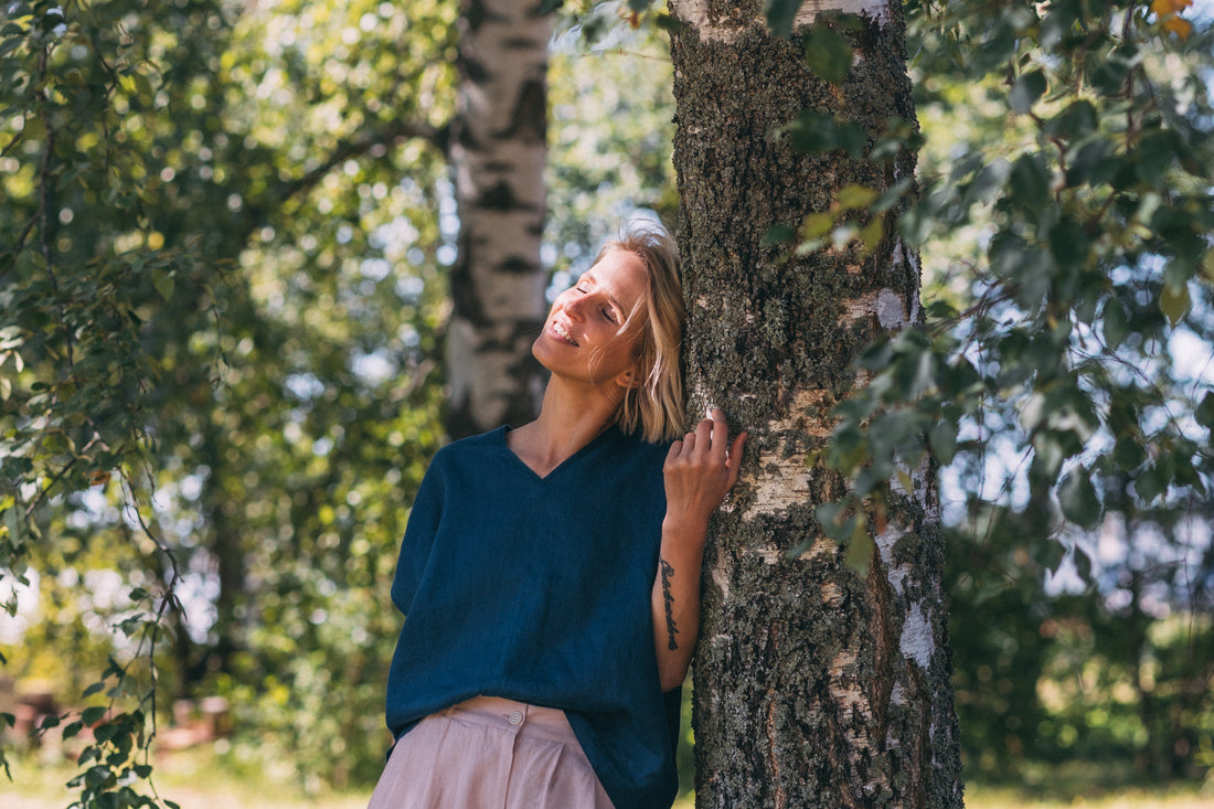 Leinen Top mit V-Ausschnitt "Lilly"