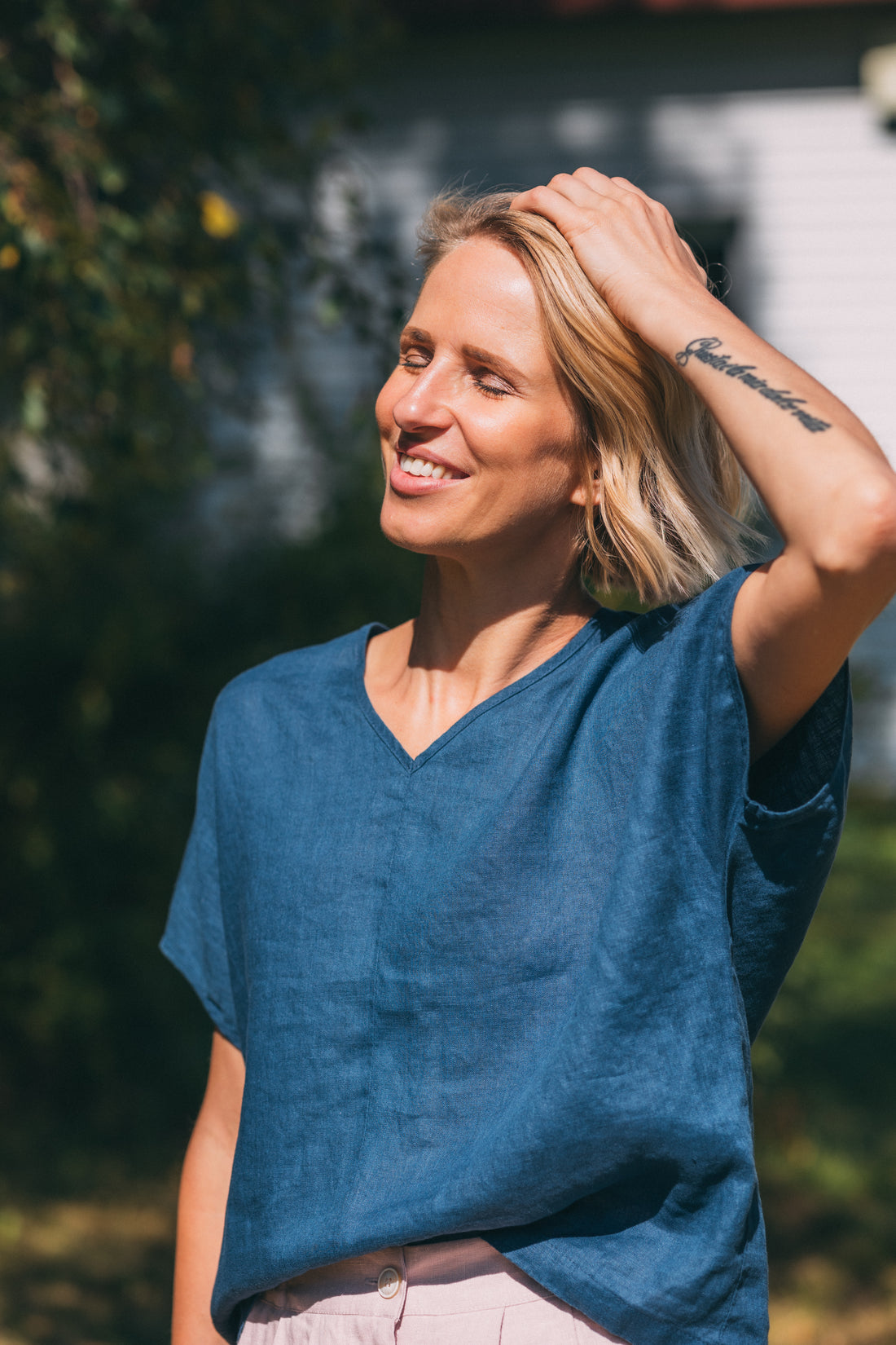 Leinen Top mit V-Ausschnitt "Lilly"