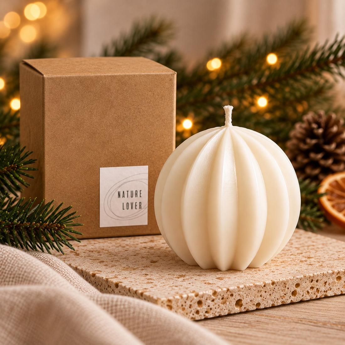 Christbaumkugel-Kerze aus Soja- & Rapswachs