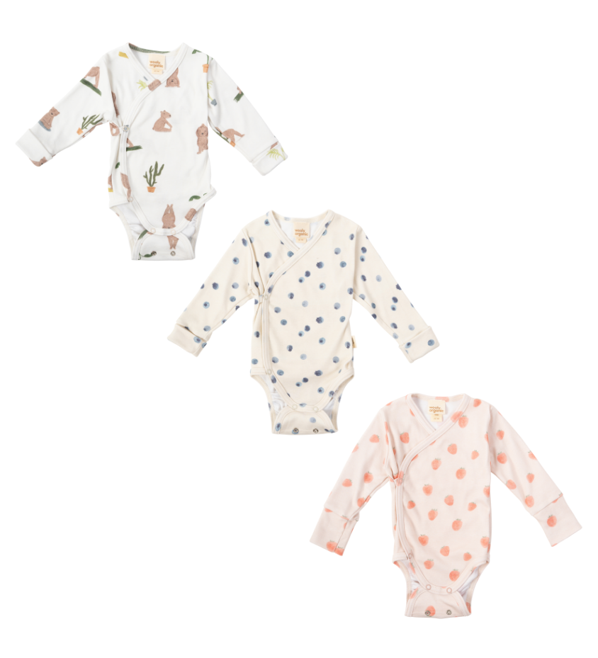 Langarmbody aus Bio Baumwolle in 3 Farben