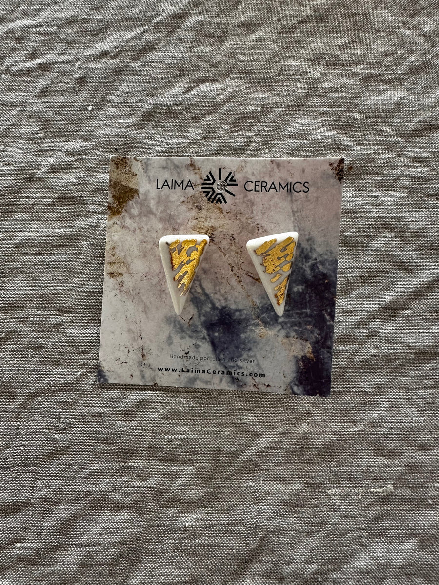 Handgefertigte Ohrringe aus Porzellan - weiß