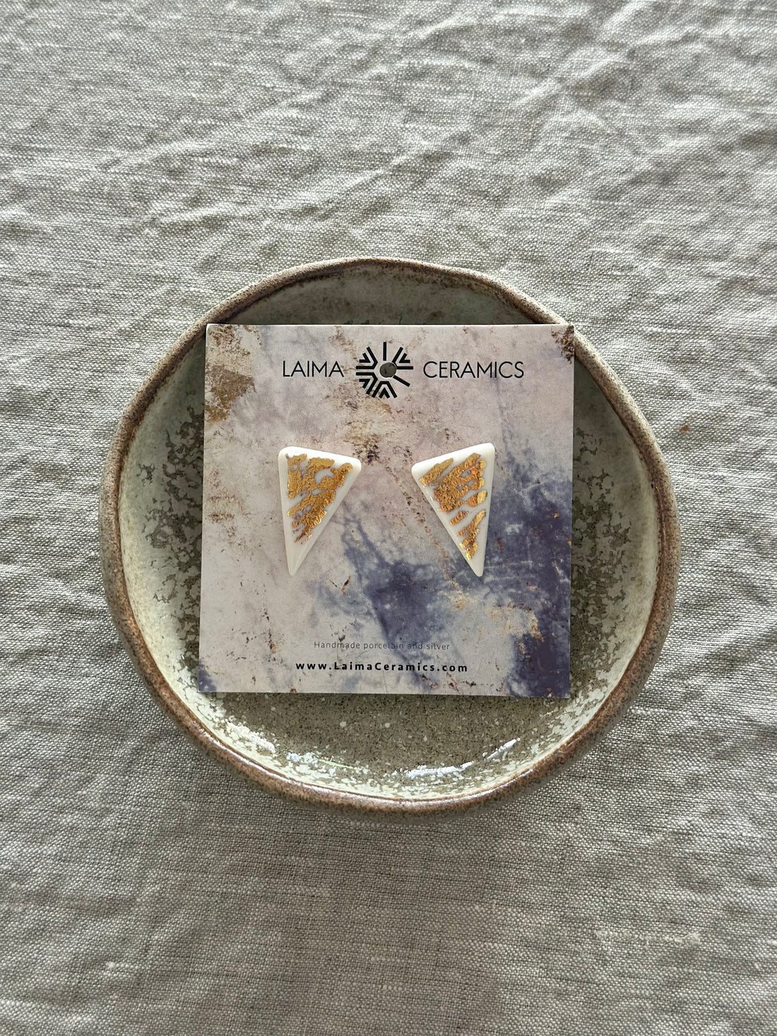 Handgefertigte Ohrringe aus Porzellan - weiß