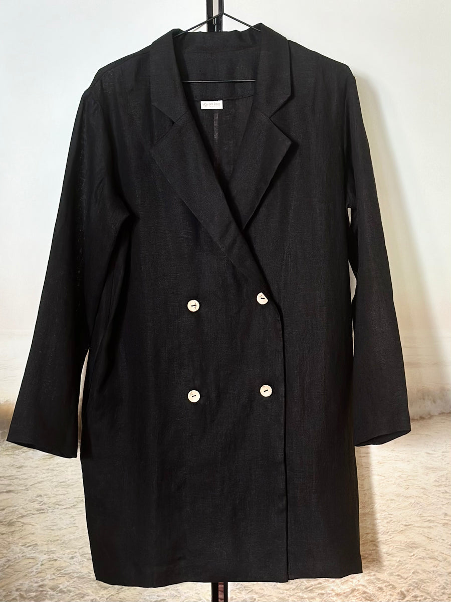 Klassischer Leinenblazer in Schwarz