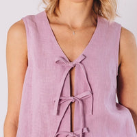 Ärmelloses Leinen Top "Luise" mit Bindebänder - The Baltic Shop