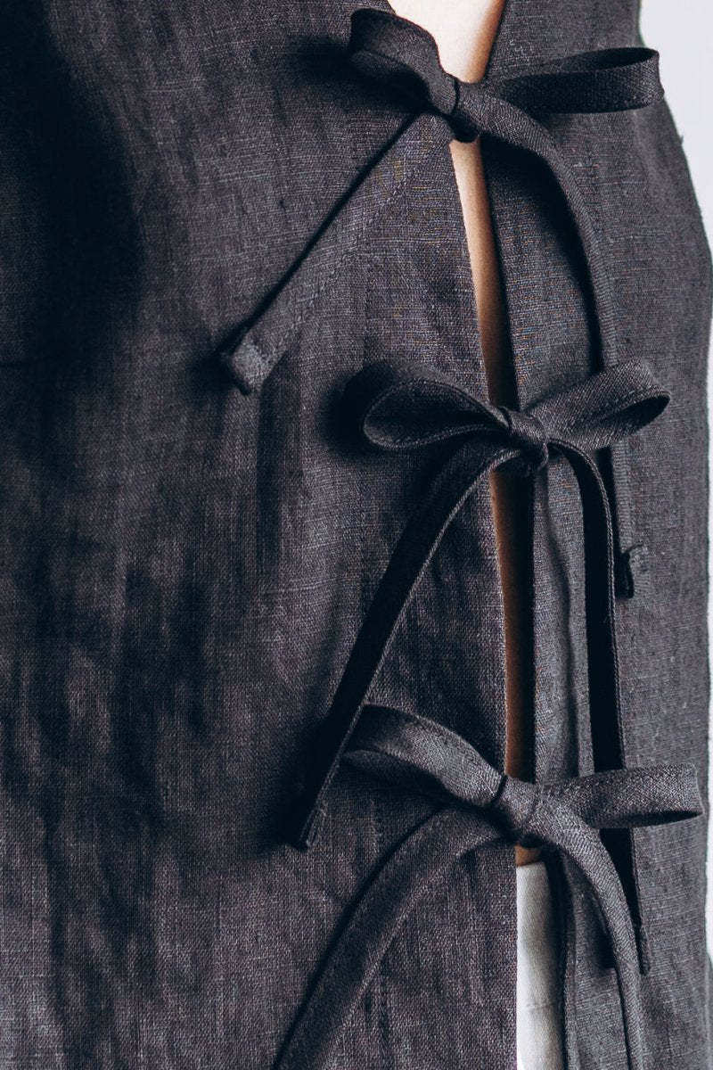 Ärmelloses Leinen Top "Luise" mit Bindebänder - The Baltic Shop