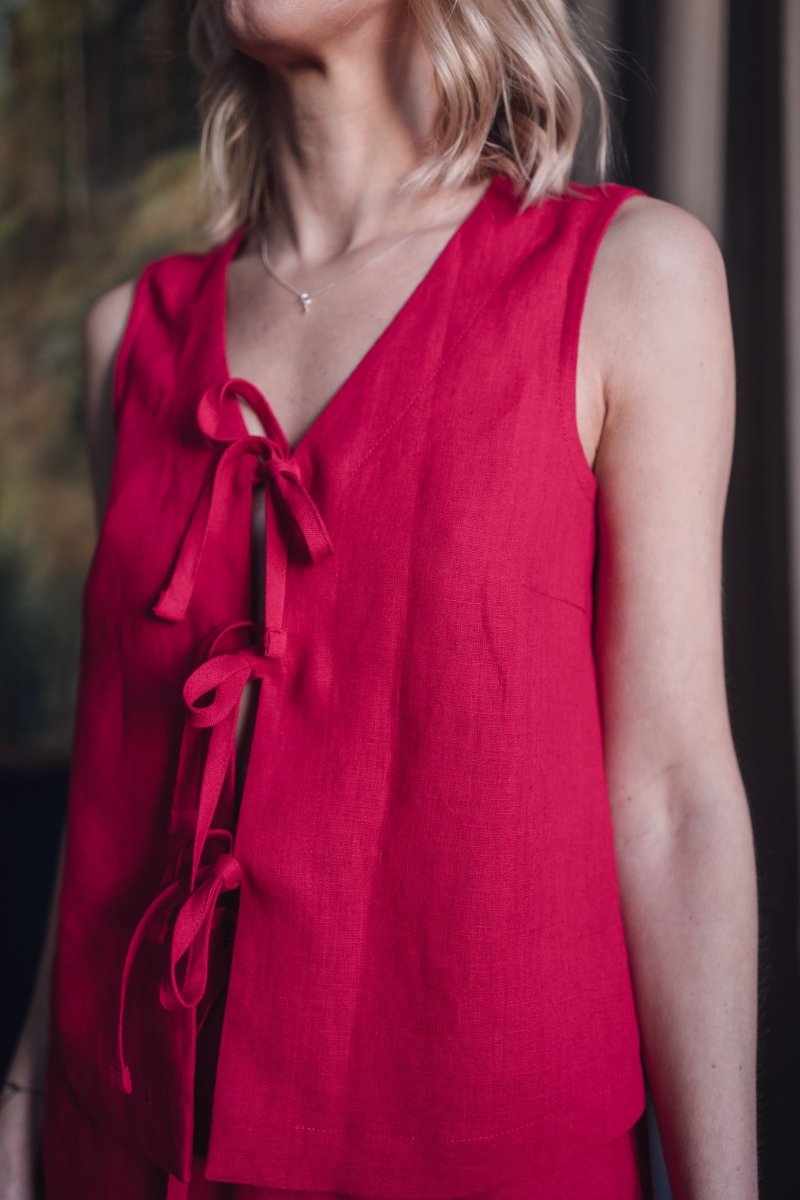 Ärmelloses Leinen Top "Luise" mit Bindebänder - The Baltic Shop