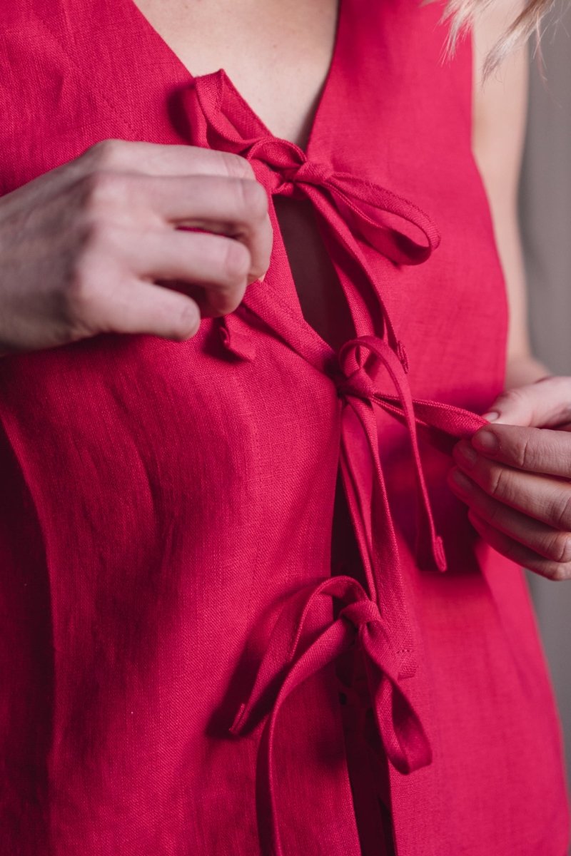 Ärmelloses Leinen Top "Luise" mit Bindebänder - The Baltic Shop