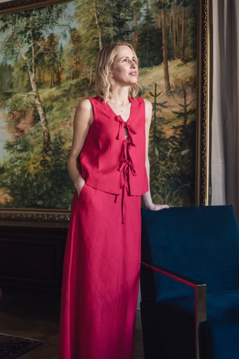 Ärmelloses Leinen Top "Luise" mit Bindebänder - The Baltic Shop