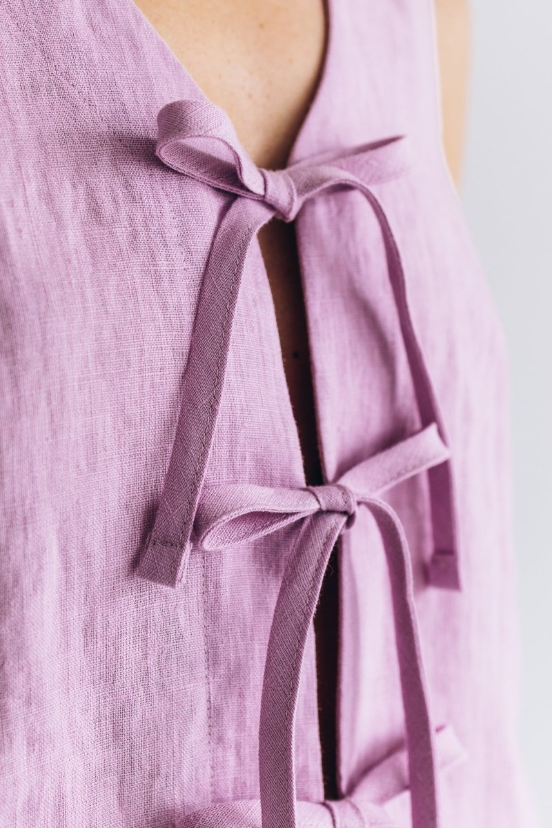 Ärmelloses Leinen Top "Luise" mit Bindebänder - The Baltic Shop