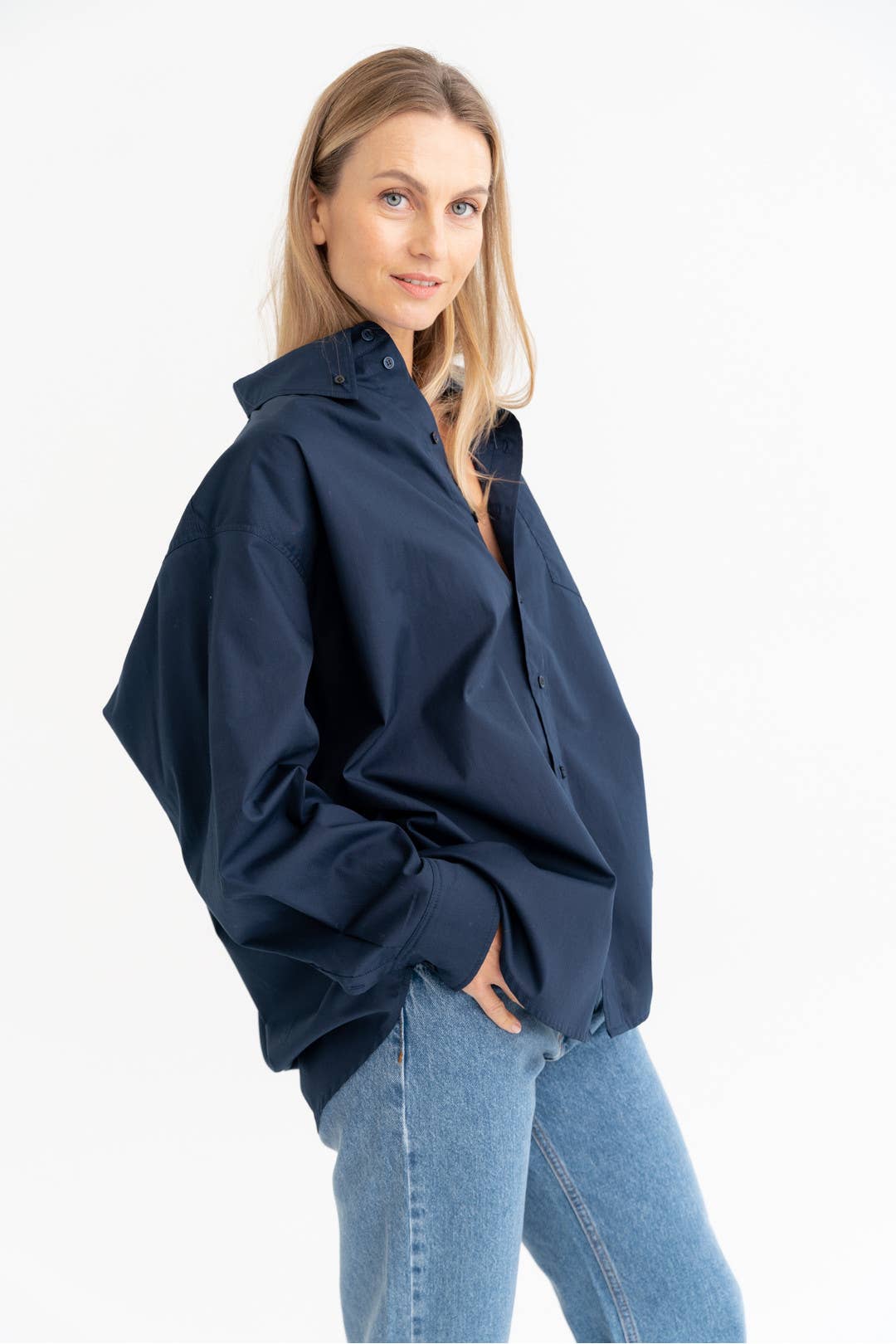 Oversized Hemd aus 100 % Baumwolle – Navy