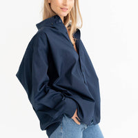 Oversized Hemd aus 100 % Baumwolle – Navy