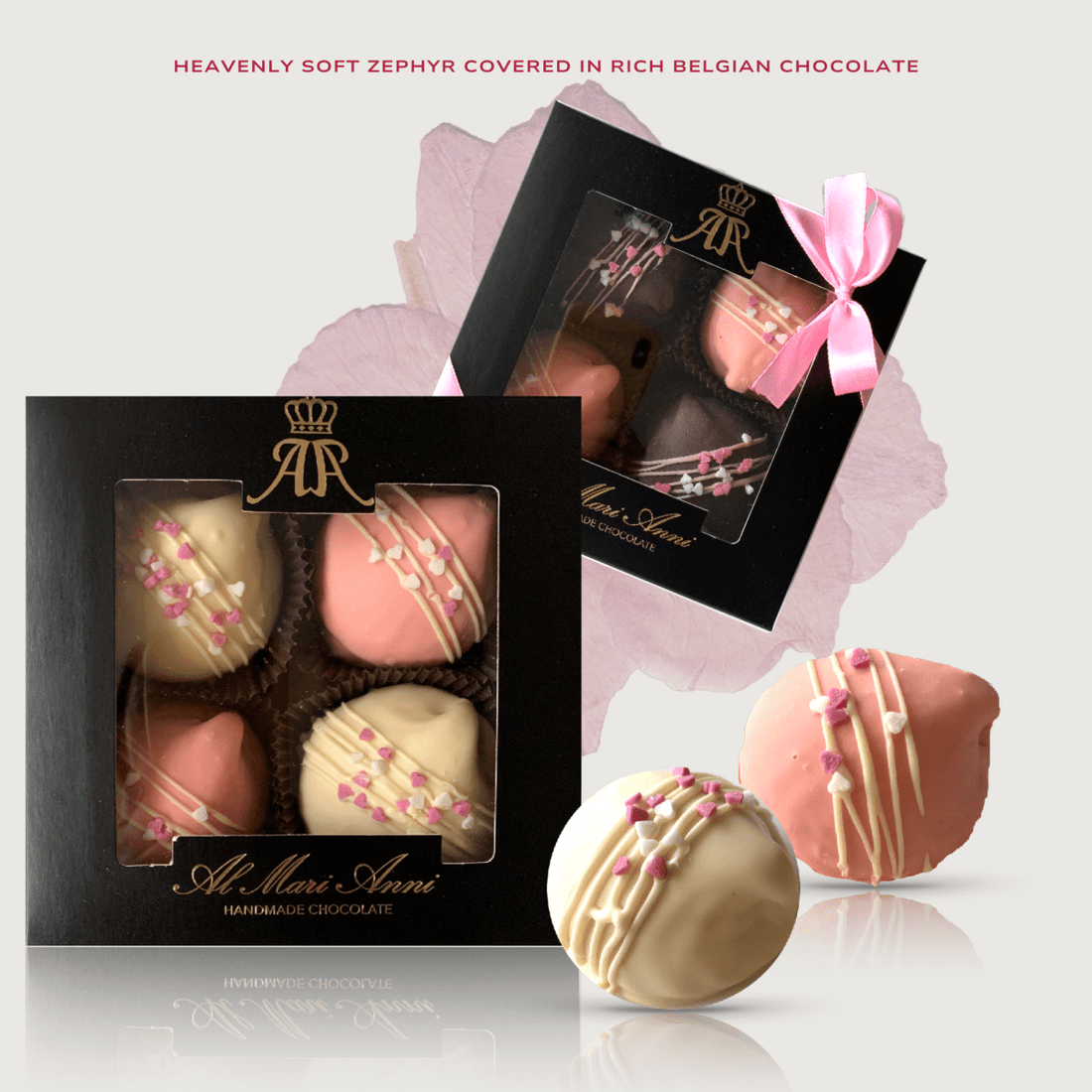 Al Mari Anni Weicher Zephyr überzogen mit reichhaltiger belgischer Schokolade - The Baltic Shop
