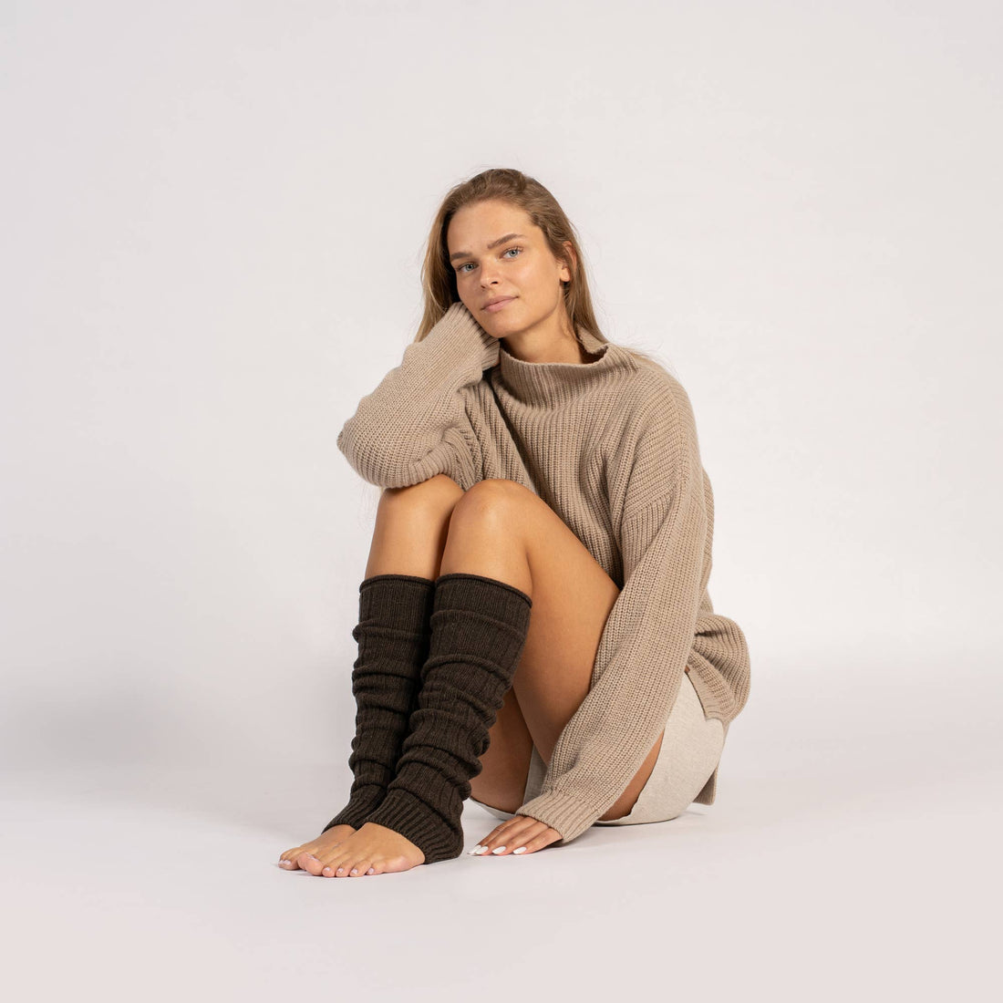 Gerippte Wollstulpen für Damen