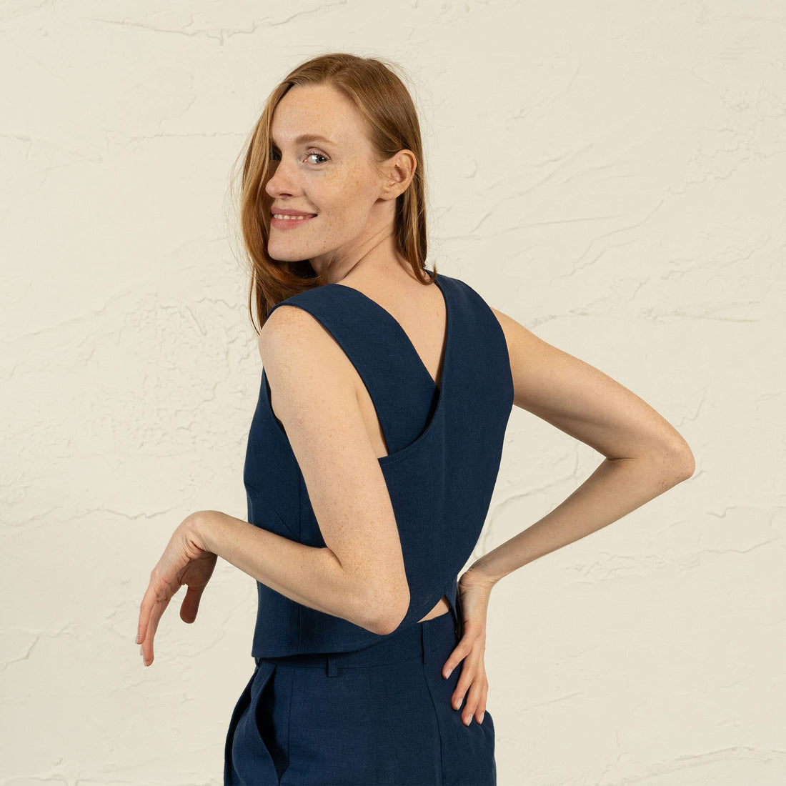 Leinen Cross-Back Crop Top in viele Farben