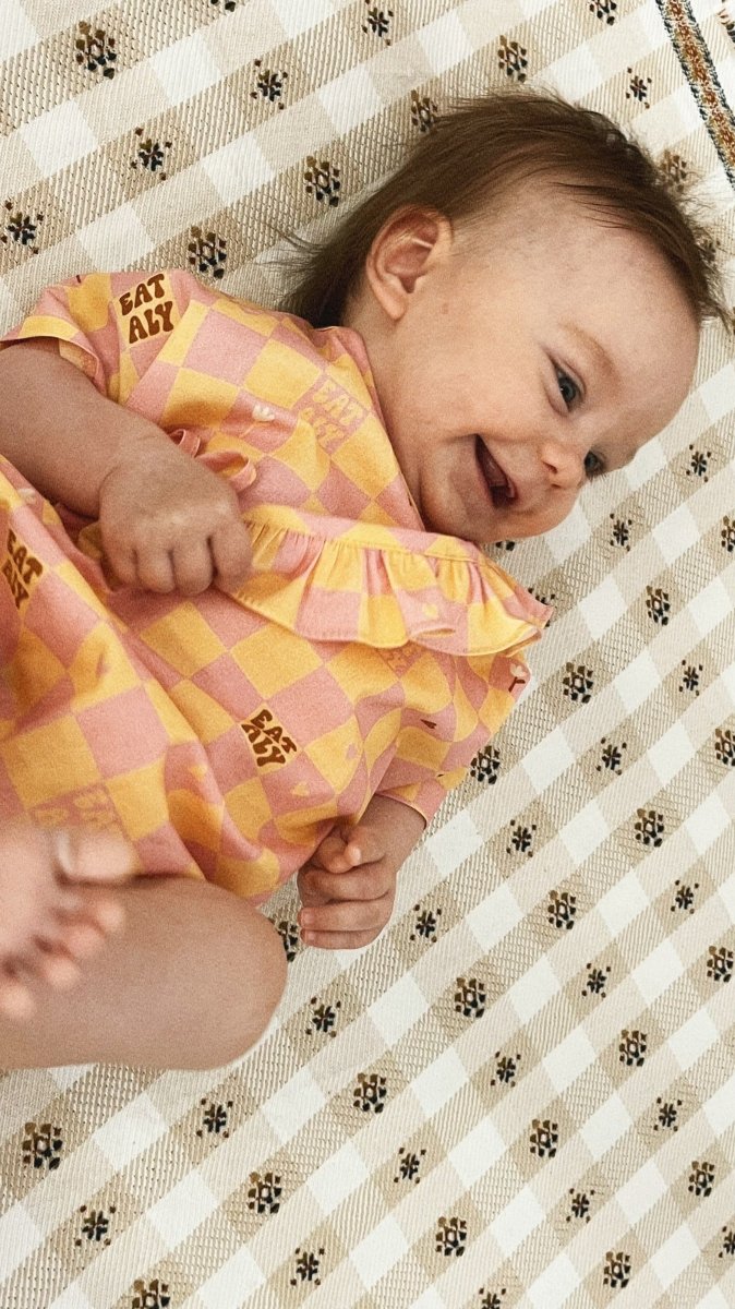 Baby Wrap Body in Gelben Karomuster - The Baltic Shop