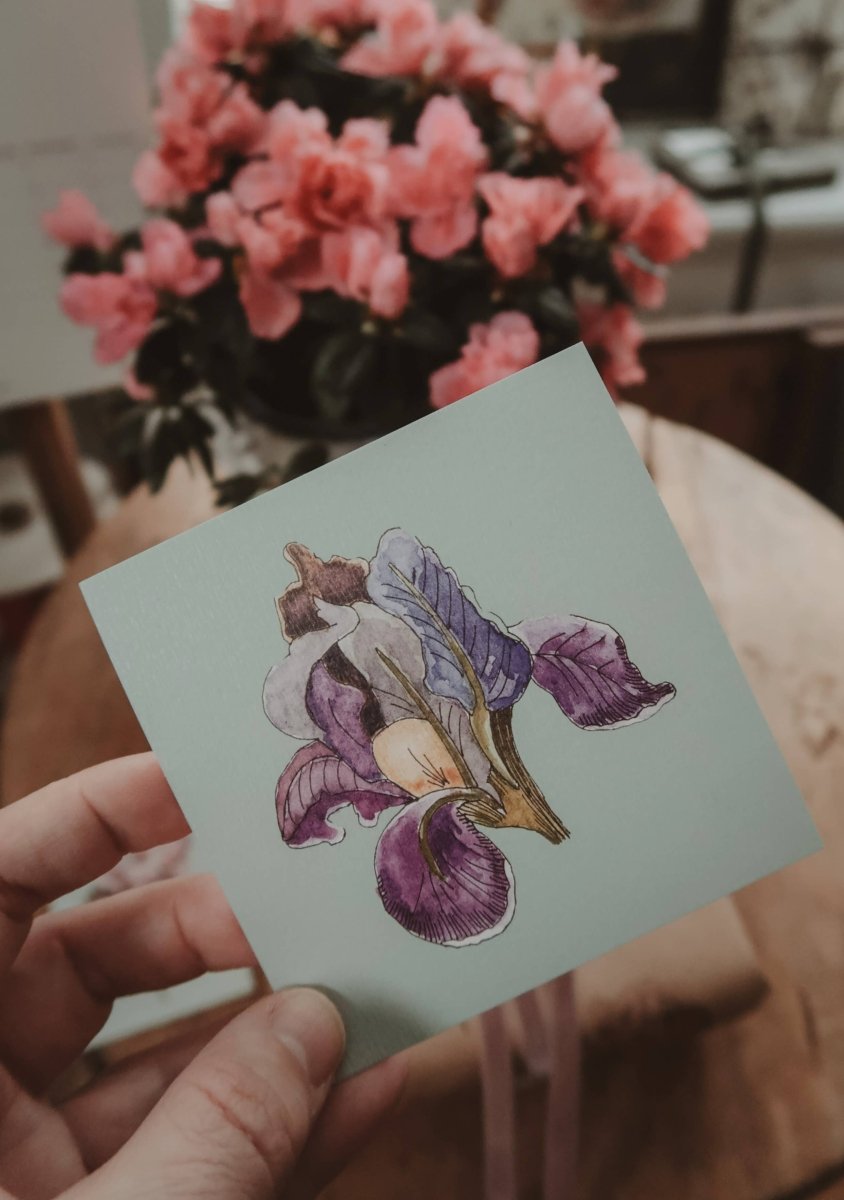 Blaue Iris - kleine flache Karte - The Baltic Shop