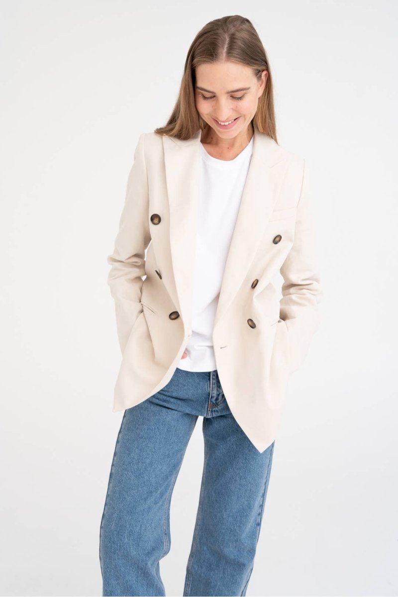 Blazer „SAN FRANCISCO“ - weiches, elfenbeinfarbenes Baumwoll - Leinen - The Baltic Shop