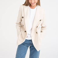 Blazer „SAN FRANCISCO“ - weiches, elfenbeinfarbenes Baumwoll - Leinen - The Baltic Shop