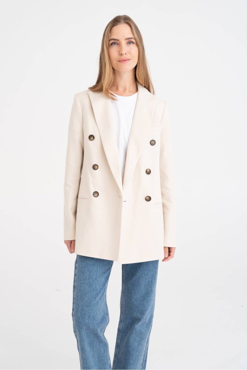 Blazer „SAN FRANCISCO“ - weiches, elfenbeinfarbenes Baumwoll - Leinen - The Baltic Shop