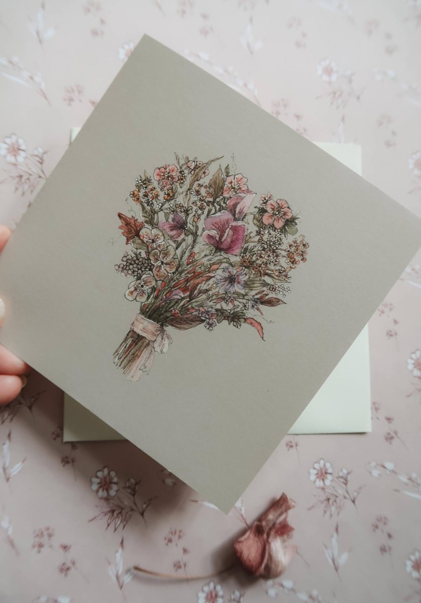 Blumenstrauß mit Duftwicken / Klappkarte - The Baltic Shop