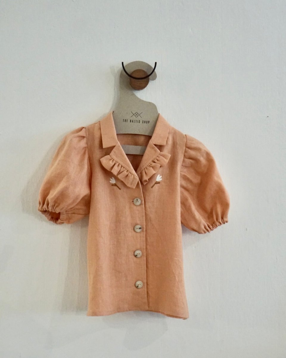 Bluse aus Leinen mit Puffärmel in 2 Farben - The Baltic Shop