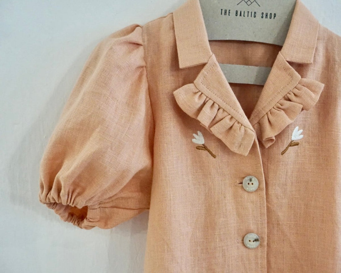 Bluse aus Leinen mit Puffärmel in 2 Farben - The Baltic Shop