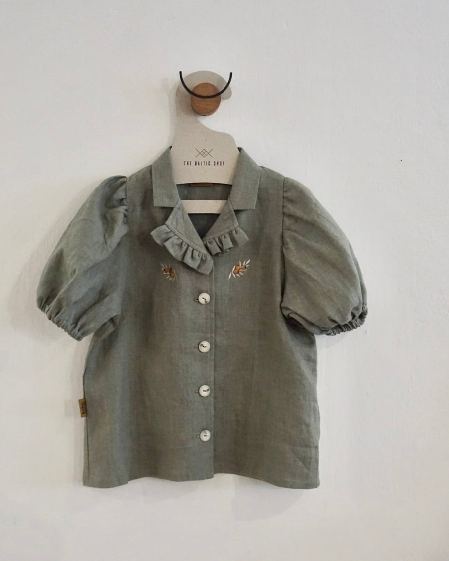 Bluse aus Leinen mit Puffärmel in 2 Farben - The Baltic Shop