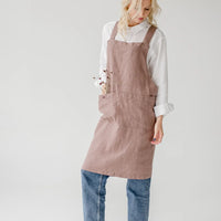 Crossback Latzschürze aus Leinen in viele Farben