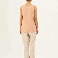 Daffodil V - Neck Leinentop in zarter Pfirsichfarbe - The Baltic Shop