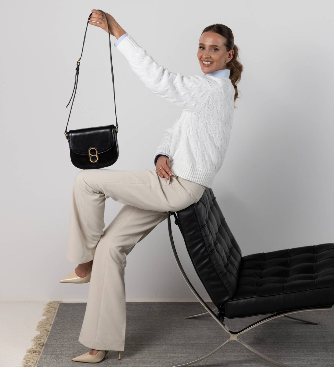 Damen Leder Satteltasche Umhängetasche - Villette - The Baltic Shop