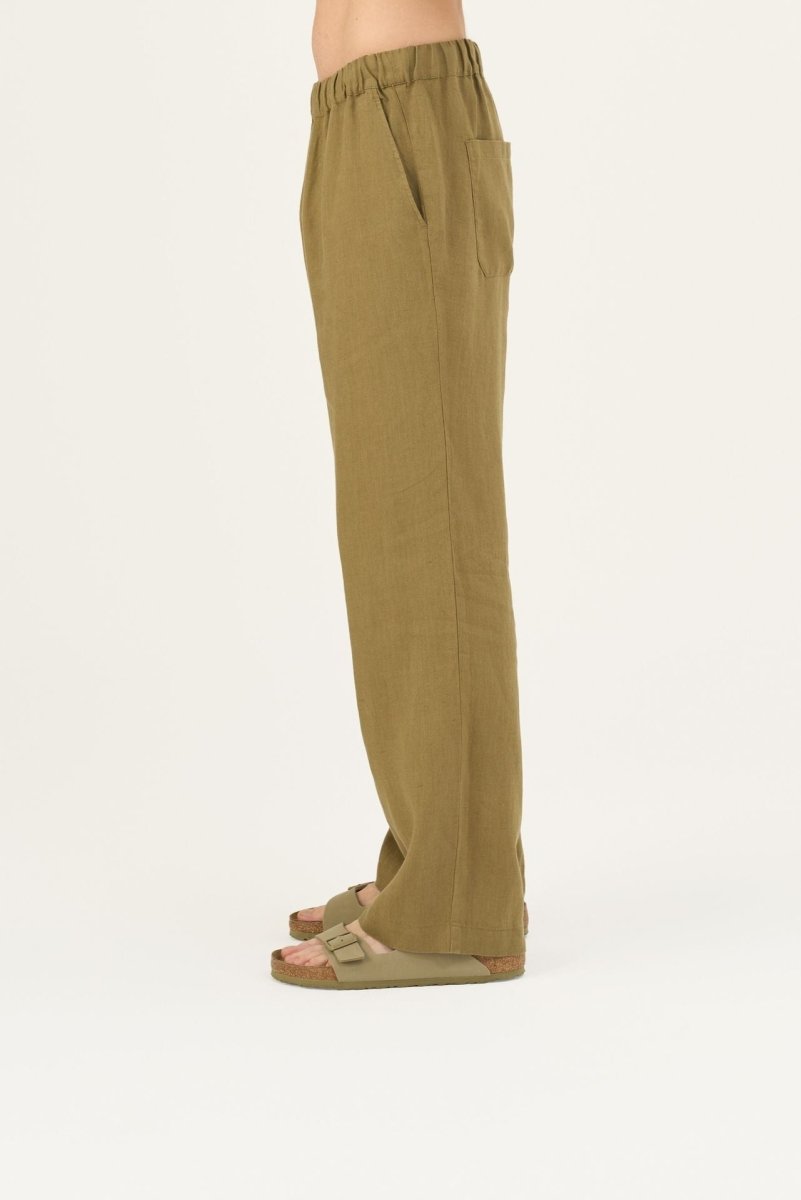 Entspannte Leinenhose in Khaki für Herren - The Baltic Shop