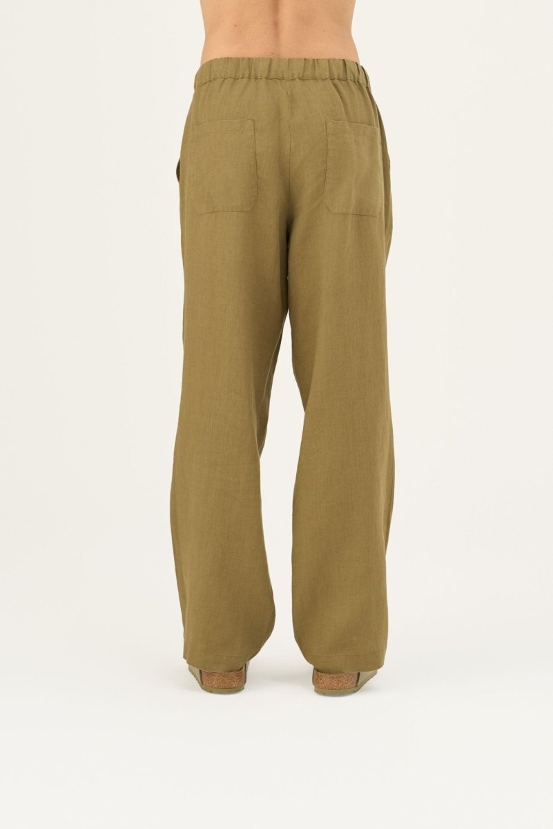 Entspannte Leinenhose in Khaki für Herren - The Baltic Shop
