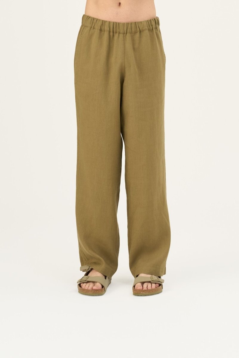 Entspannte Leinenhose in Khaki für Herren - The Baltic Shop