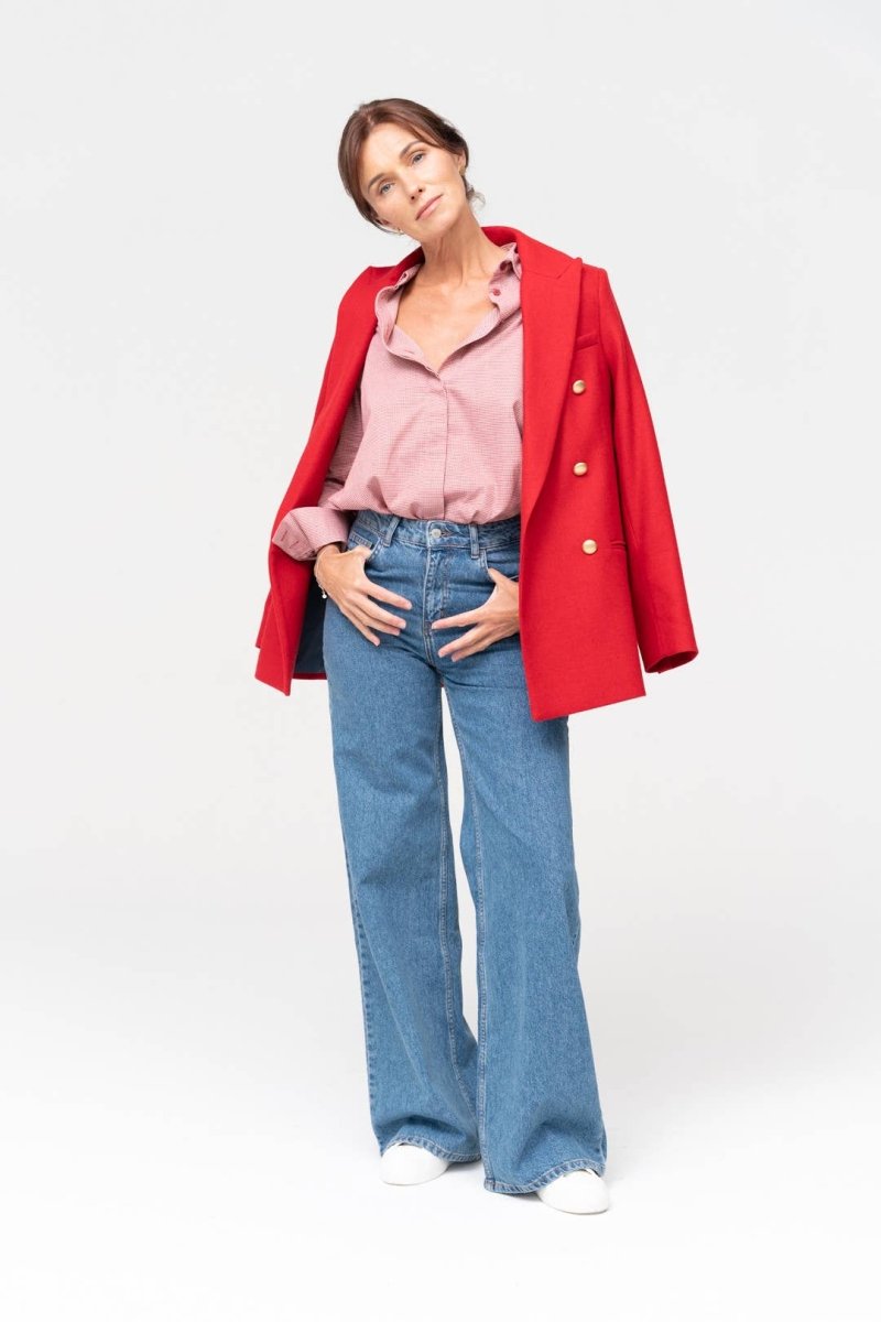 Entspanntes Hahnentritt - Hemd in Altrosa - The Baltic Shop