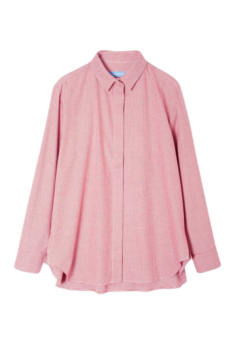 Entspanntes Hahnentritt - Hemd in Altrosa - The Baltic Shop
