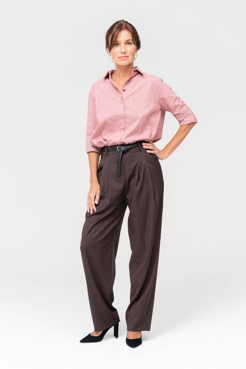 Entspanntes Hahnentritt - Hemd in Altrosa - The Baltic Shop