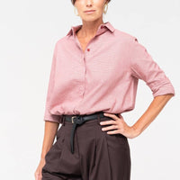 Entspanntes Hahnentritt - Hemd in Altrosa - The Baltic Shop